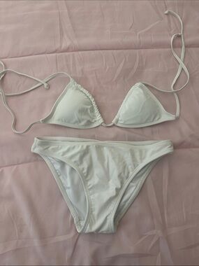 Islander White Triangle Tie Bikini Set